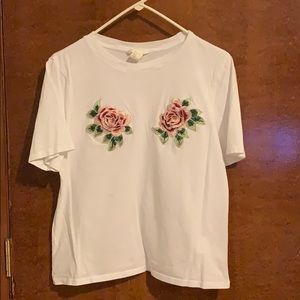 Embroidered white T-shirt